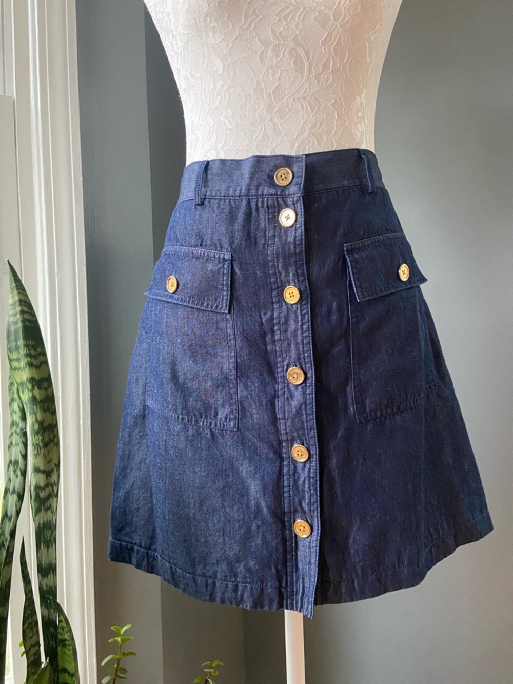 MICHAEL Michael Kors Navy Button-Front A-Line Skirt